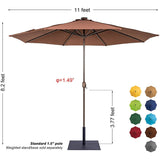 11FT 40 LED Lights Umbrella with Crank,Garden Pool Solar Powered Parasol,No Tilt