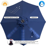 11FT 40 LED Lights Umbrella with Crank,Garden Pool Solar Powered Parasol,No Tilt