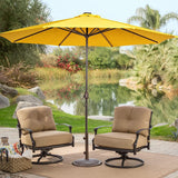 11FT 40 LED Lights Umbrella with Crank,Garden Pool Solar Powered Parasol,No Tilt