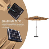 11FT 40 LED Lights Umbrella with Crank,Garden Pool Solar Powered Parasol,No Tilt