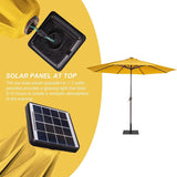 11FT 40 LED Lights Umbrella with Crank,Garden Pool Solar Powered Parasol,No Tilt