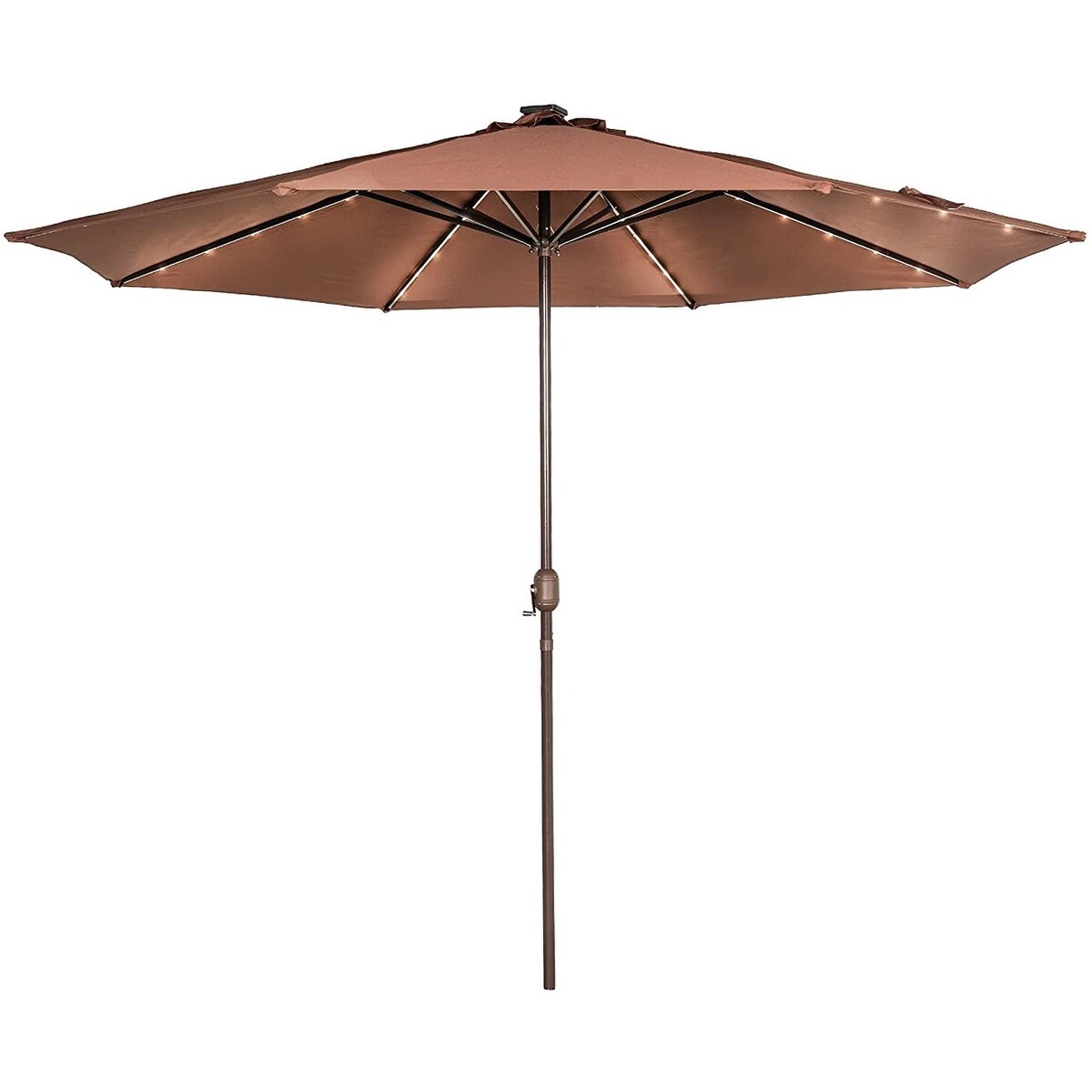 11FT 40 LED Lights Umbrella with Crank,Garden Pool Solar Powered Parasol,No Tilt