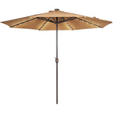 11FT 40 LED Lights Umbrella with Crank,Garden Pool Solar Powered Parasol,No Tilt