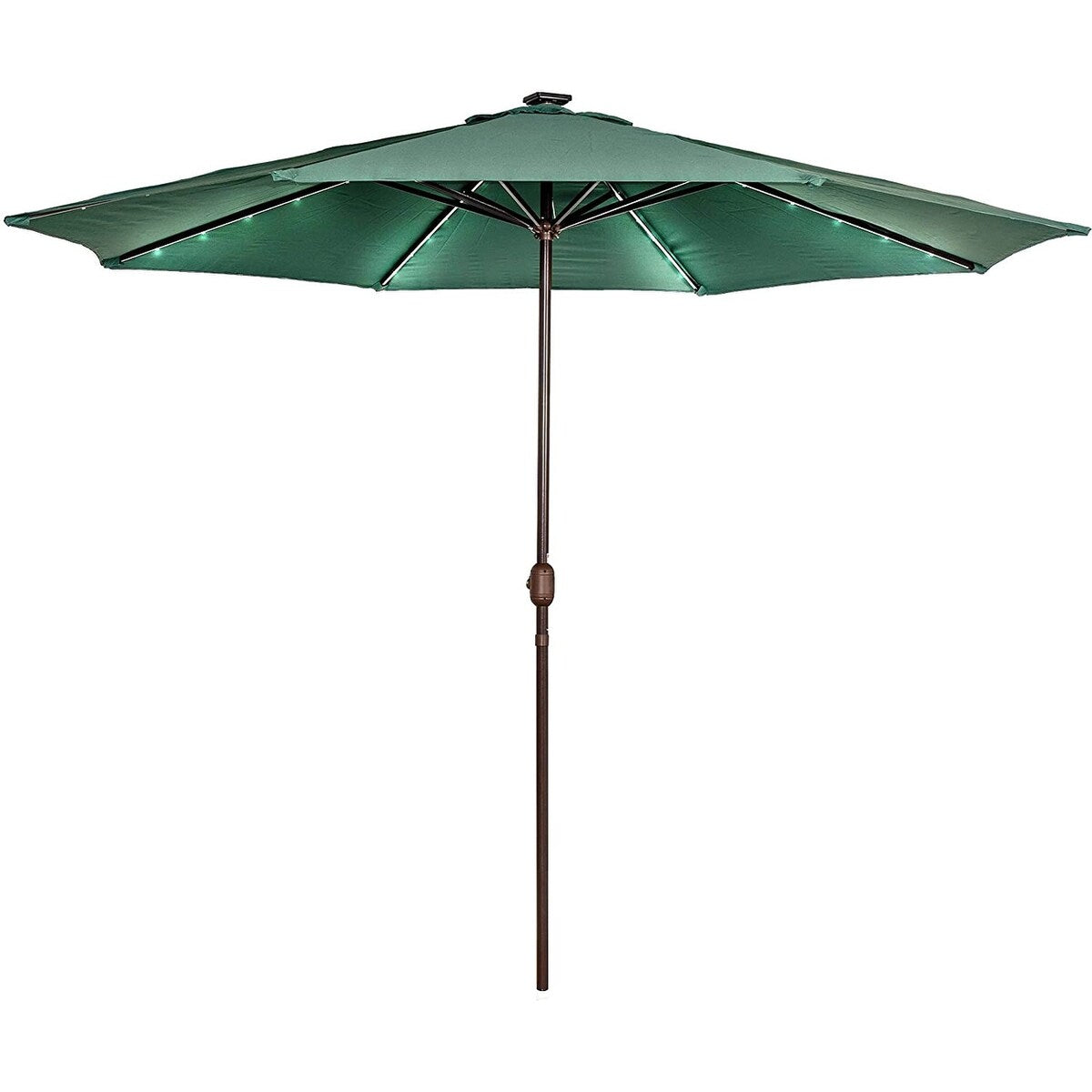 11FT 40 LED Lights Umbrella with Crank,Garden Pool Solar Powered Parasol,No Tilt