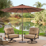 11FT 40 LED Lights Umbrella with Crank,Garden Pool Solar Powered Parasol,No Tilt
