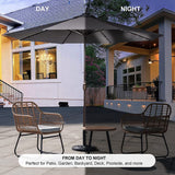 11FT 40 LED Lights Umbrella with Crank,Garden Pool Solar Powered Parasol,No Tilt