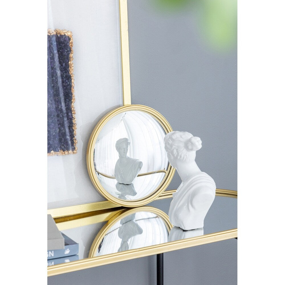 11" Gold Round Mirror, Circle Mirror with Iron Frame for Living Room Bedroom Vanity Entryway Hallway