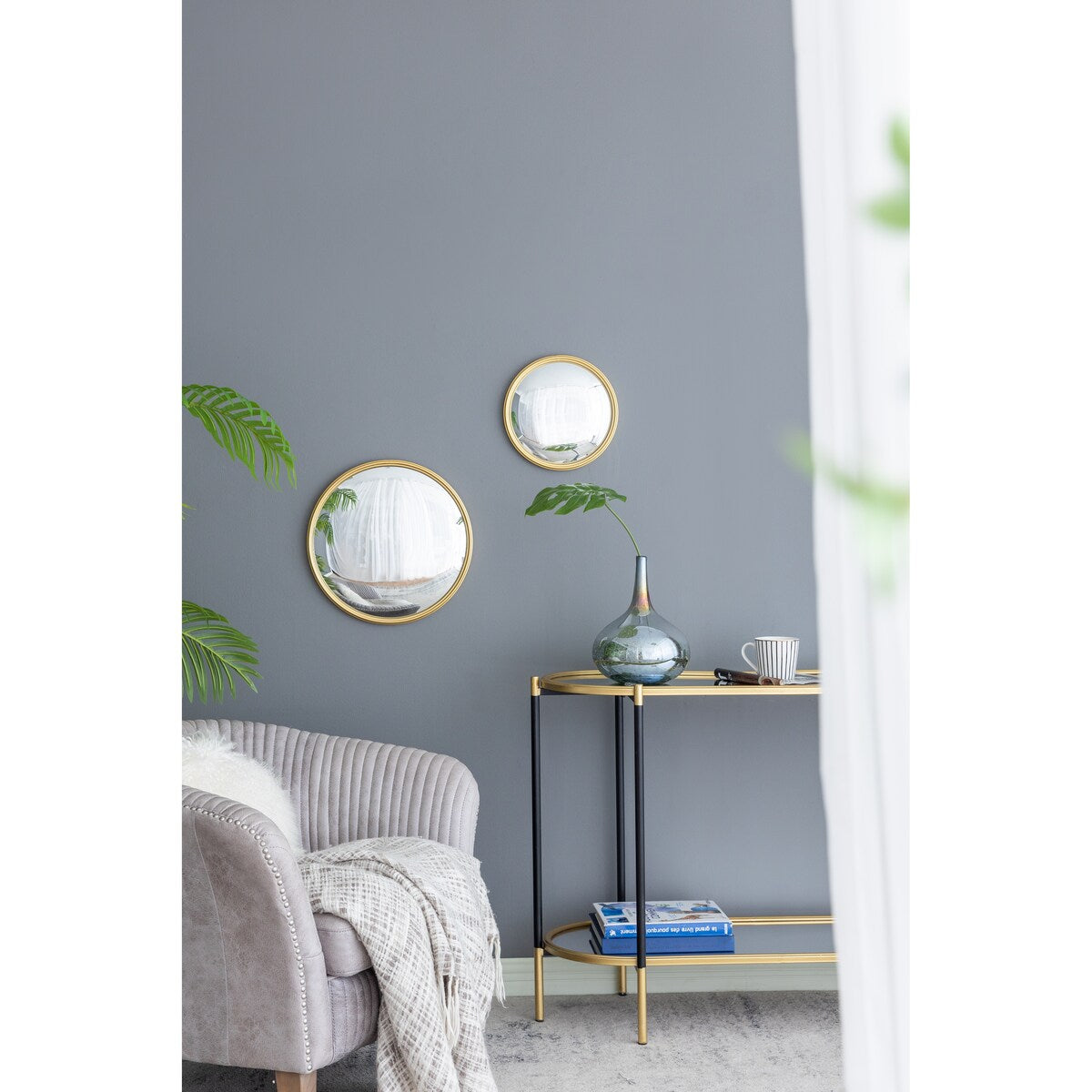 11" Gold Round Mirror, Circle Mirror with Iron Frame for Living Room Bedroom Vanity Entryway Hallway