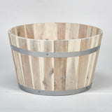 11" Nested Wood Barrel Planter with White Oil - 11