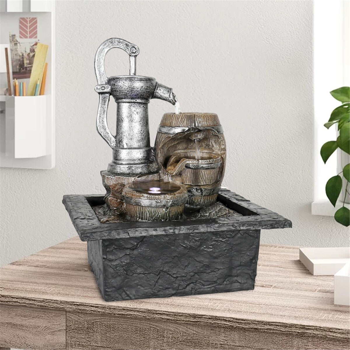 11"H Indoor Water Fountain with LED Light