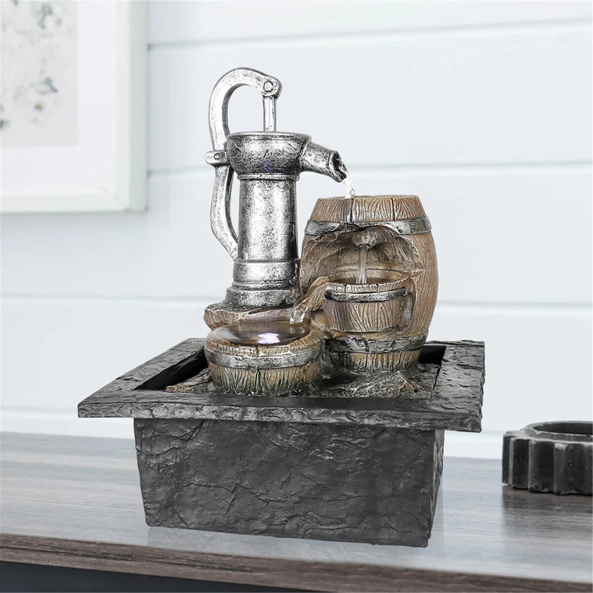 11"H Indoor Water Fountain with LED Light