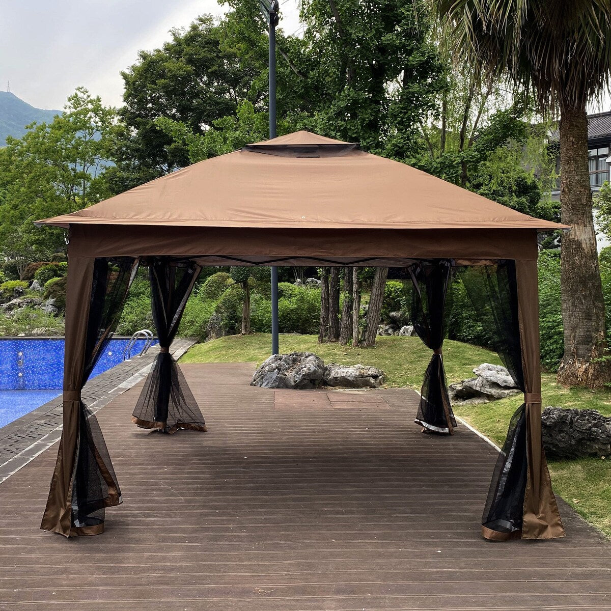 11' X 11 ' Steel Polyester Soft-Top Outdoor Pop-Up Gazebo Canopy