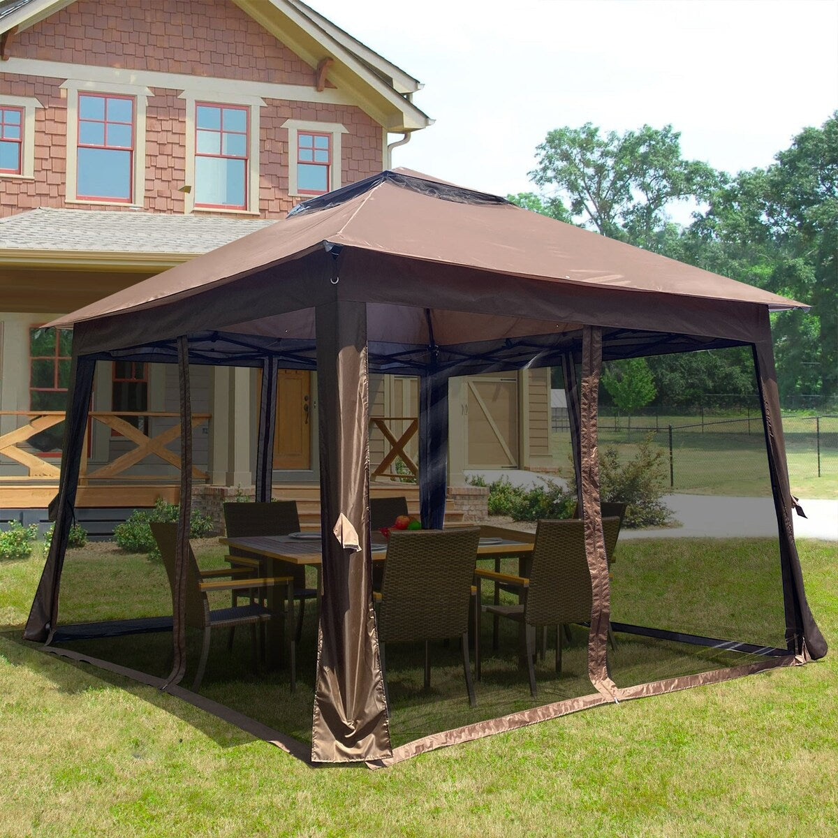 11' X 11 ' Steel Polyester Soft-Top Outdoor Pop-Up Gazebo Canopy