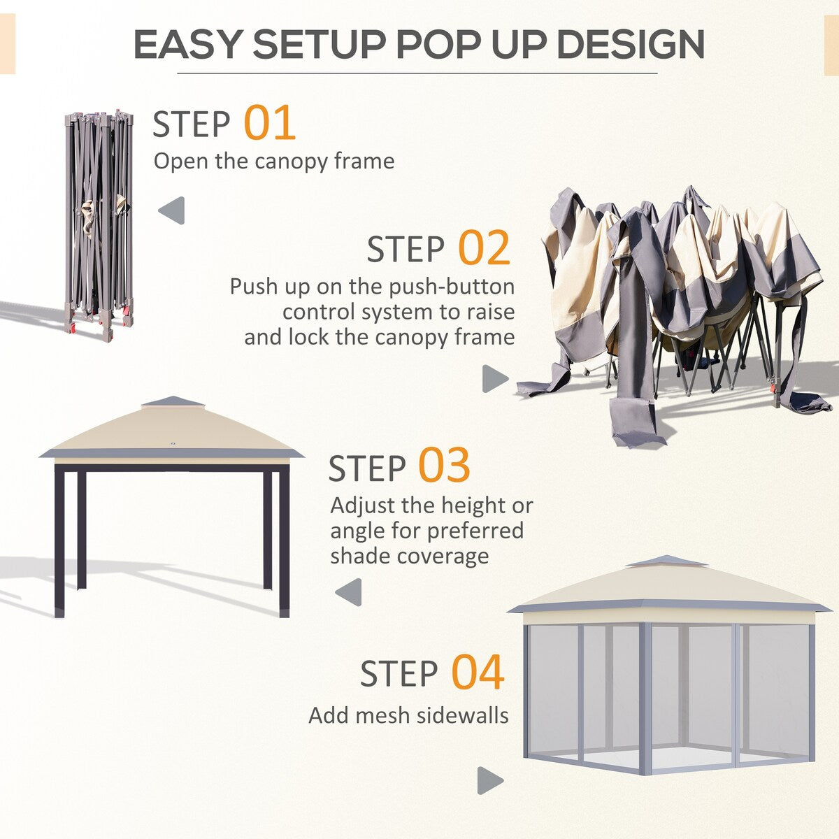 11'x11' Pop Up Canopy Tent with Netting and Carry Bag, Instant Gazebo, Tents for Parties with 121 Square Feet of Shade
