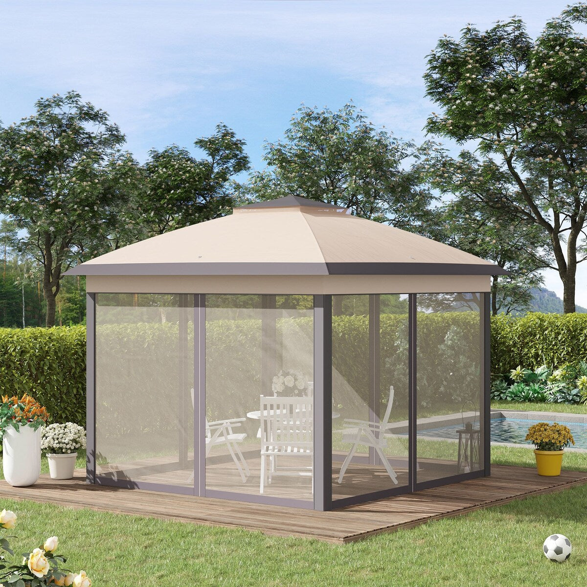 11'x11' Pop Up Canopy Tent with Netting and Carry Bag, Instant Gazebo, Tents for Parties with 121 Square Feet of Shade
