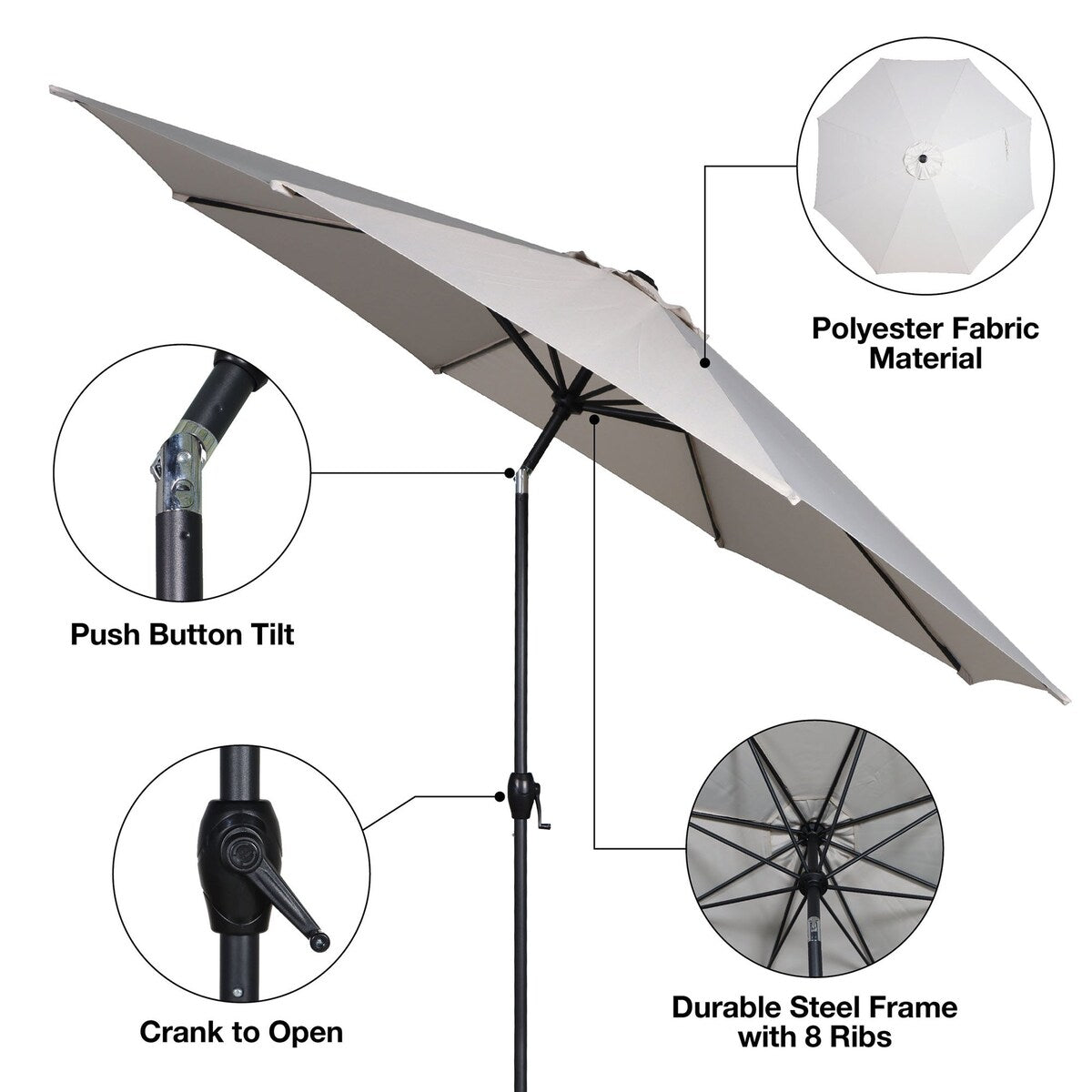 11ft Really Red Round Outdoor Tilting Market Umbrella