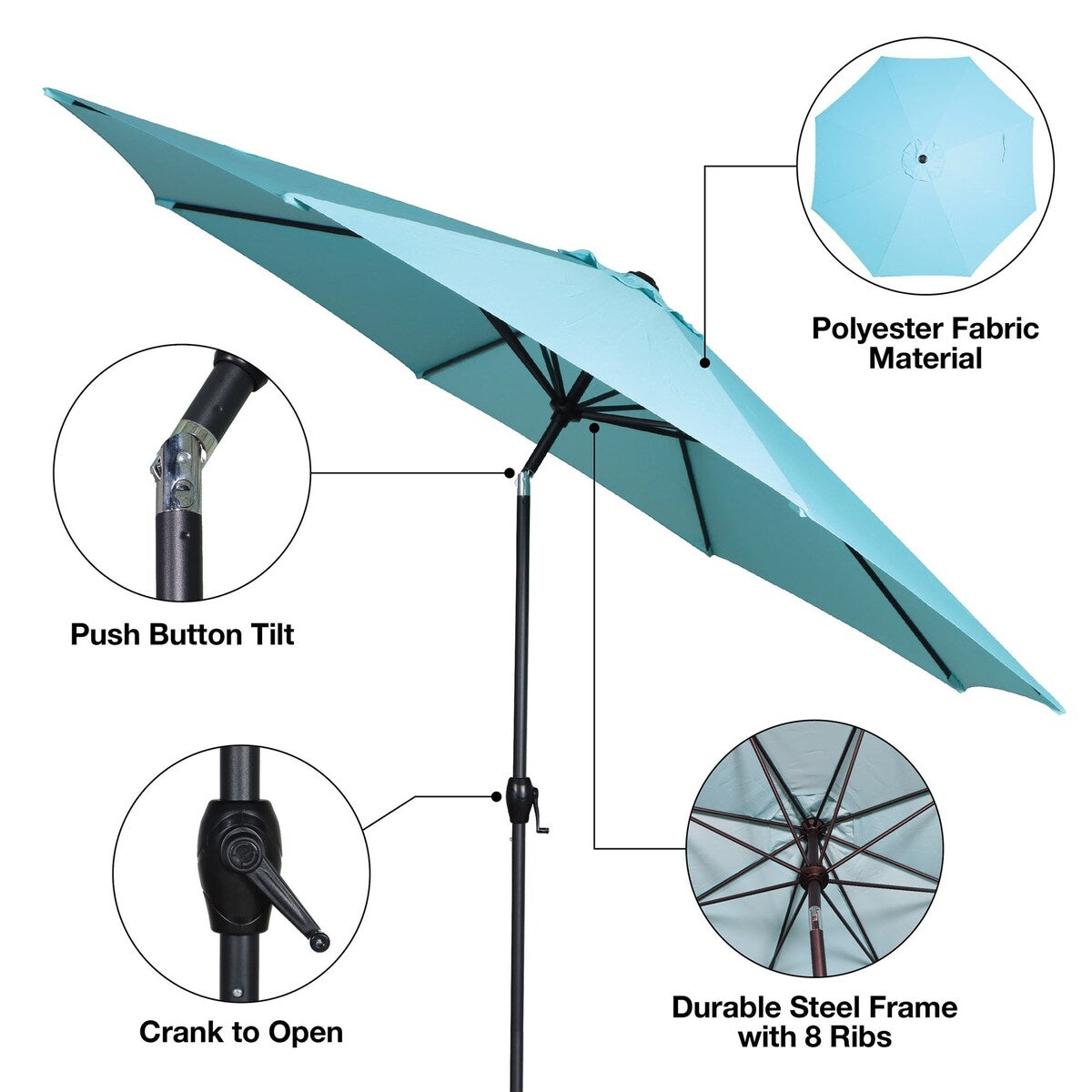 11ft Really Red Round Outdoor Tilting Market Umbrella