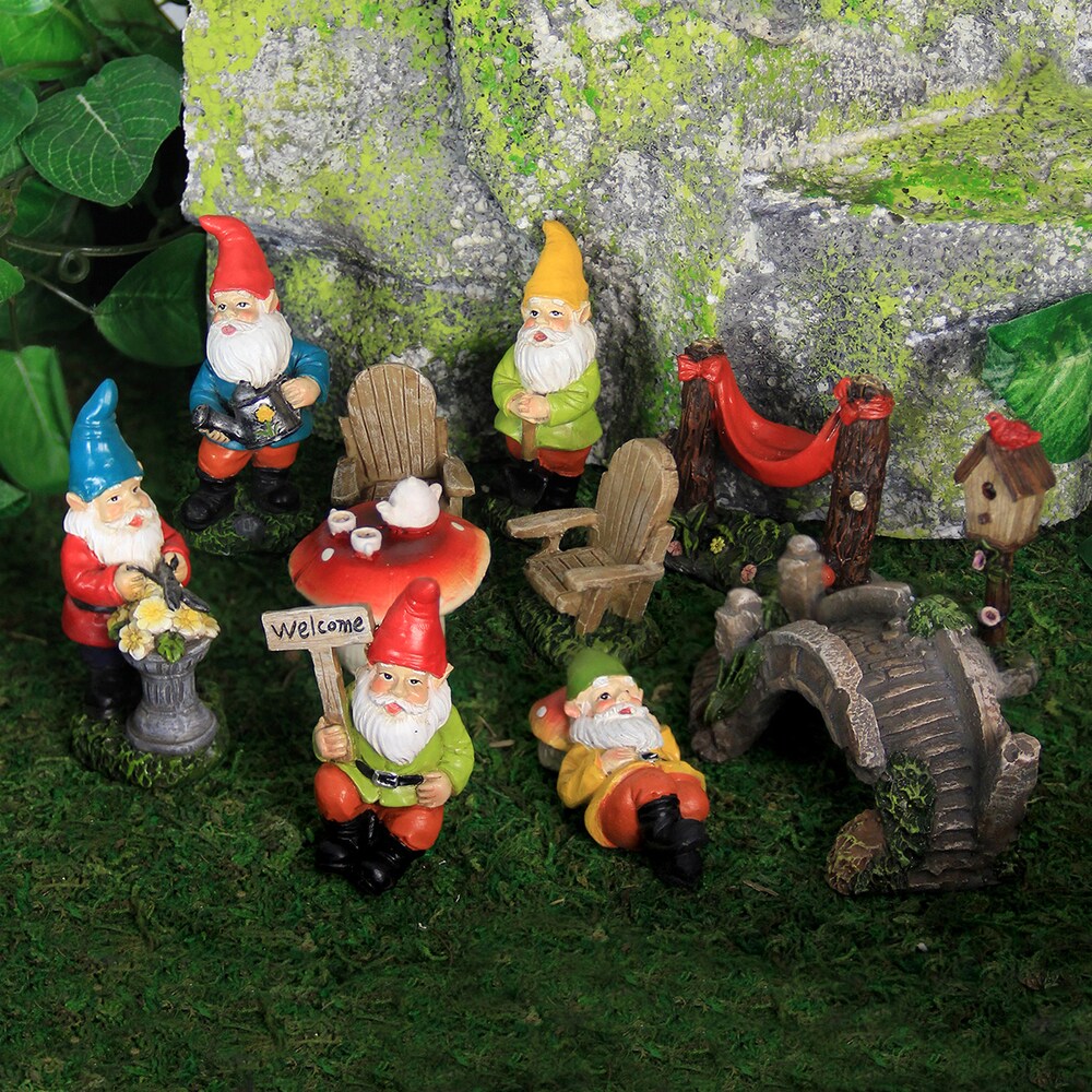 Exhart 11-piece Mini Gnome Resin Garden Set