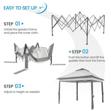 11x11 Pop Up Gazebo Canopy Shelter, Instant Patio Gazebo Sun Shade Canopy Tent with 4 Sandbags, 2 Tiers Roof Mesh Netting