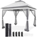 11x11 Pop Up Gazebo Canopy Shelter, Instant Patio Gazebo Sun Shade Canopy Tent with 4 Sandbags, 2 Tiers Roof Mesh Netting