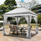 11x11 Pop Up Gazebo Canopy Shelter, Instant Patio Gazebo Sun Shade Canopy Tent with 4 Sandbags, 2 Tiers Roof Mesh Netting
