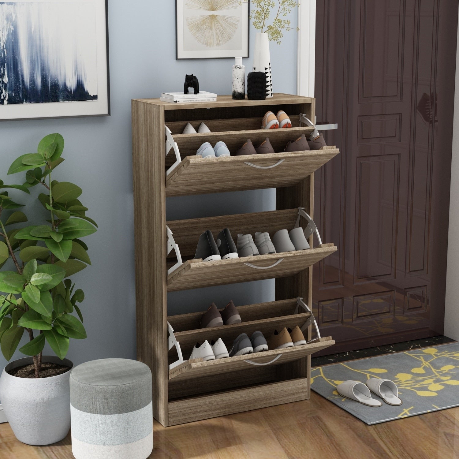12 15 Pair Shoe Storage Cabinet Space Saving Oak Dresser Chest Overstock