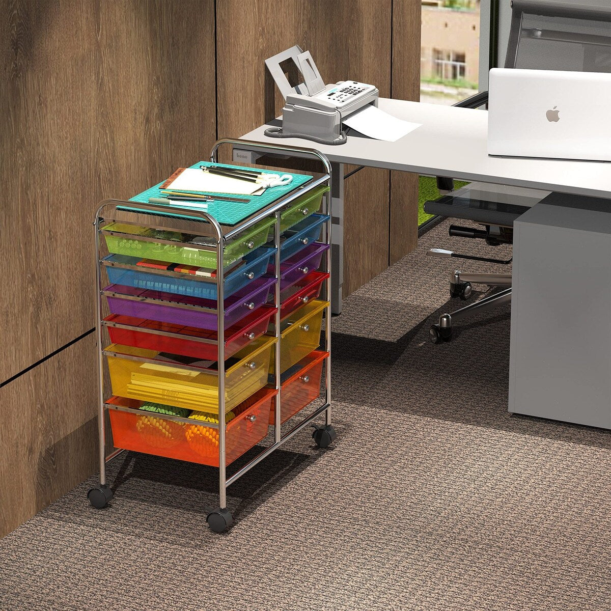 12-Drawers Rolling Storage Cart, Multicolor