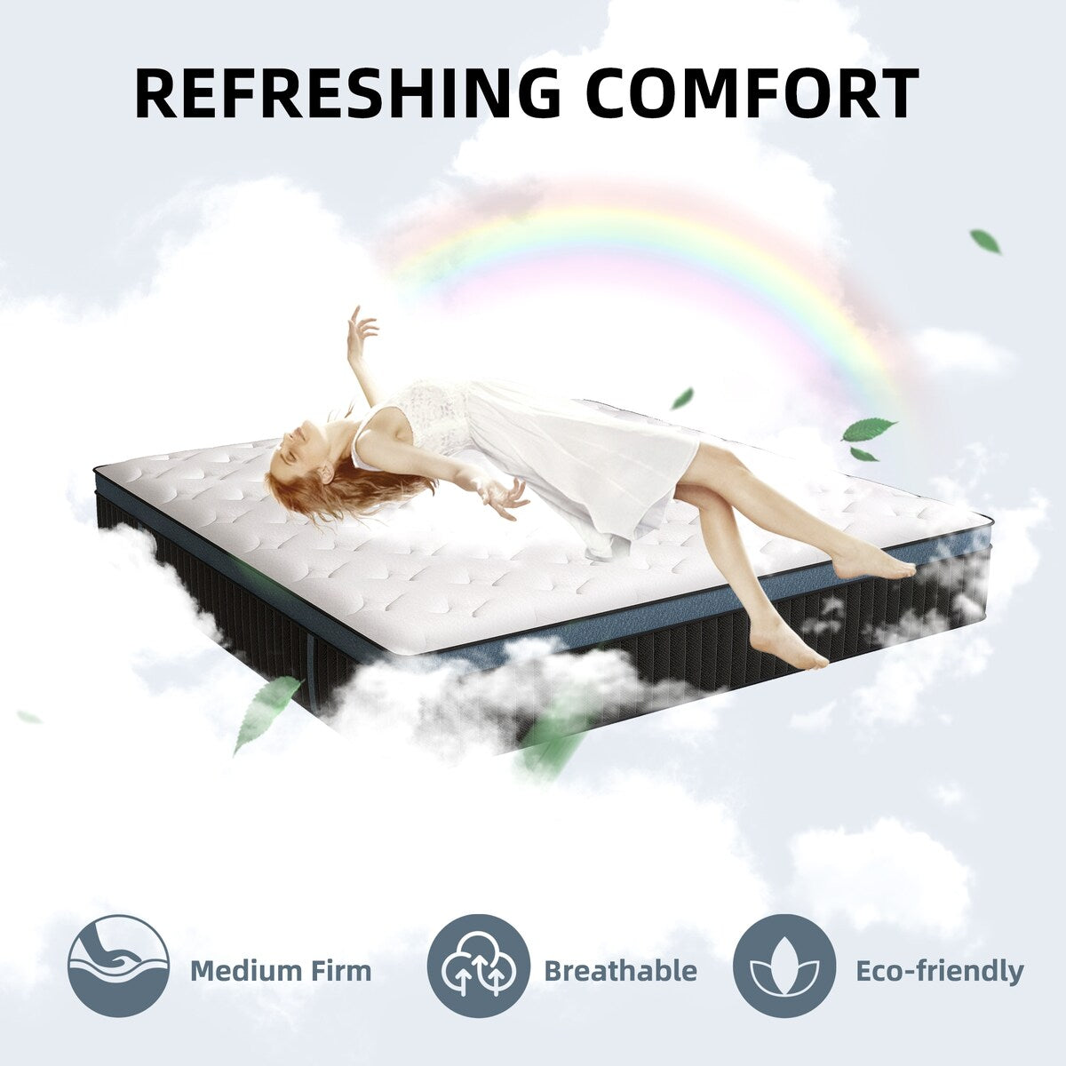 12 Inch Pillow Top Medium Firm Memory Foam Hybird Mattress in a Box