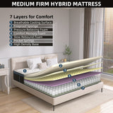 12 Inch Pillow Top Medium Firm Memory Foam Hybird Mattress in a Box