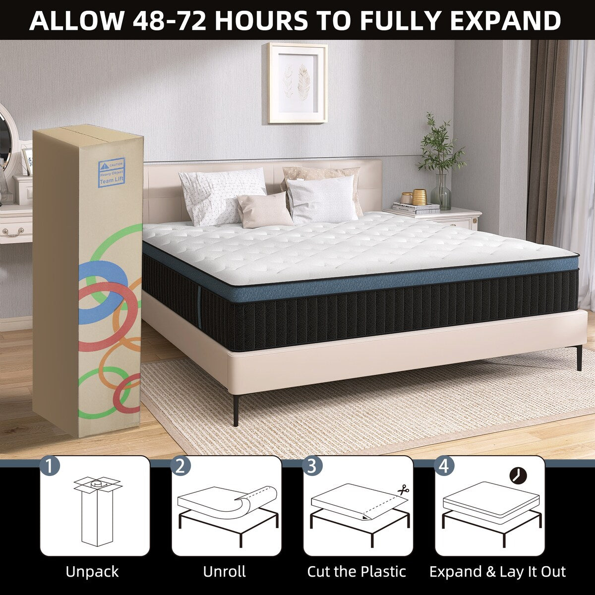 12 Inch Pillow Top Medium Firm Memory Foam Hybird Mattress in a Box
