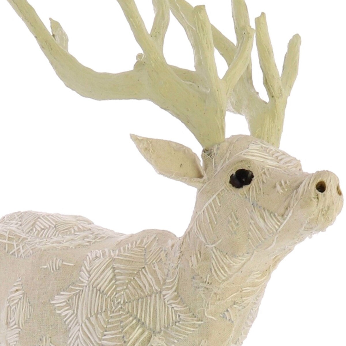 12 Inches Fabric Stag Figurine with Elegant Embroidery, White