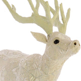 12 Inches Fabric Stag Figurine with Elegant Embroidery, White