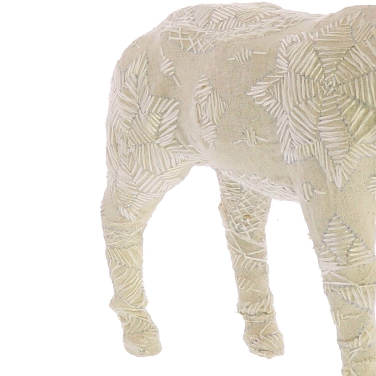 12 Inches Fabric Stag Figurine with Elegant Embroidery, White
