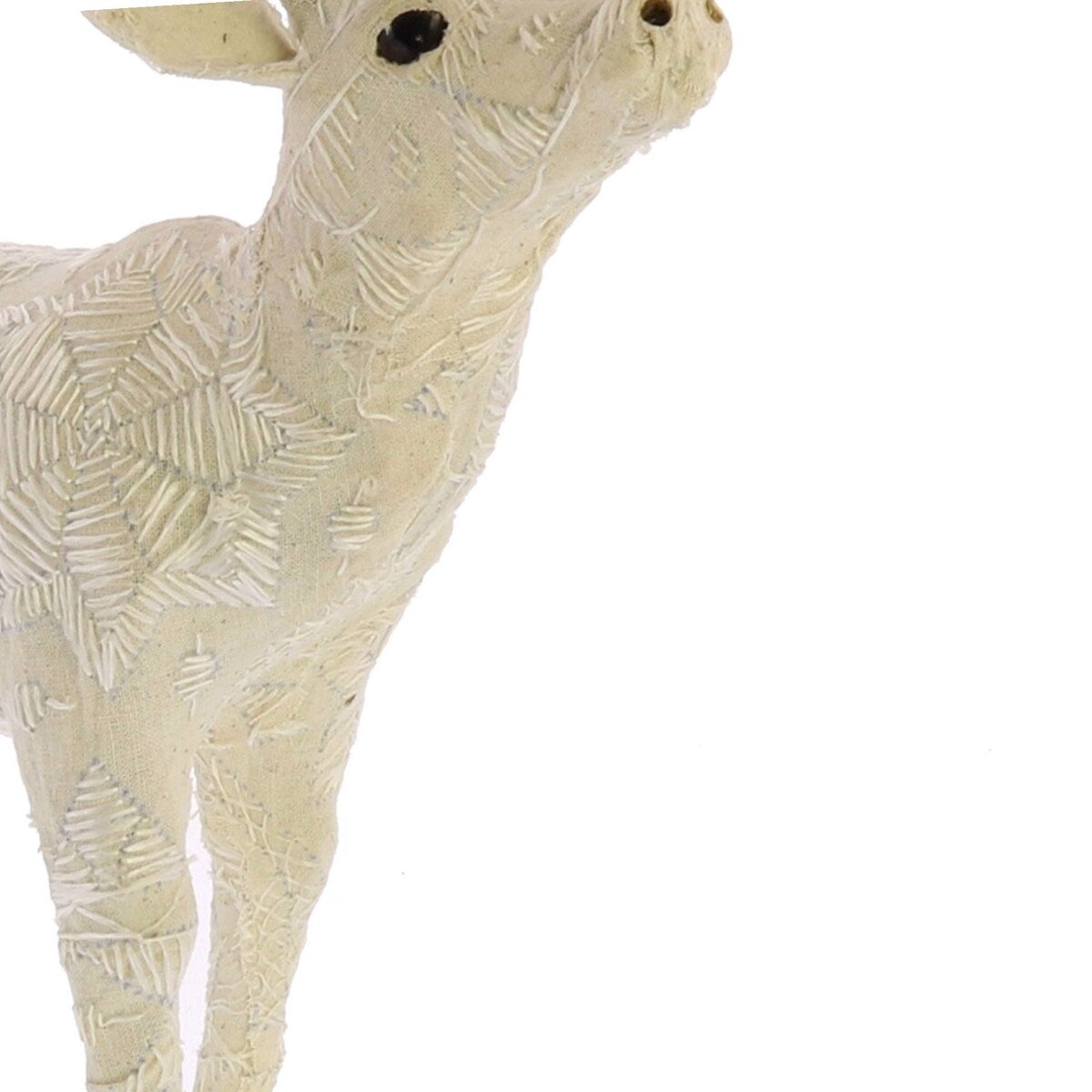 12 Inches Fabric Stag Figurine with Elegant Embroidery, White