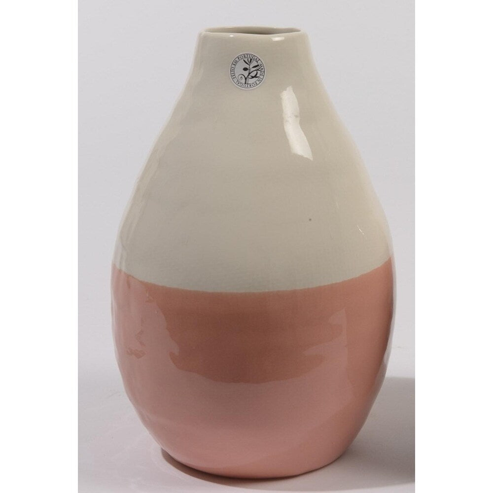 12" L'Eau de Fleur Hand-Made Peach Pink and White Ceramic Vase
