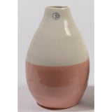12" L'Eau de Fleur Hand-Made Peach Pink and White Ceramic Vase