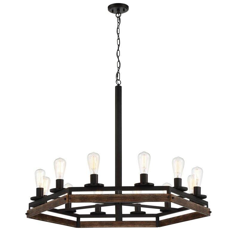 Acroma 12 Light 40In Modern Farmhouse Wagon Wheel Chandelier-UL