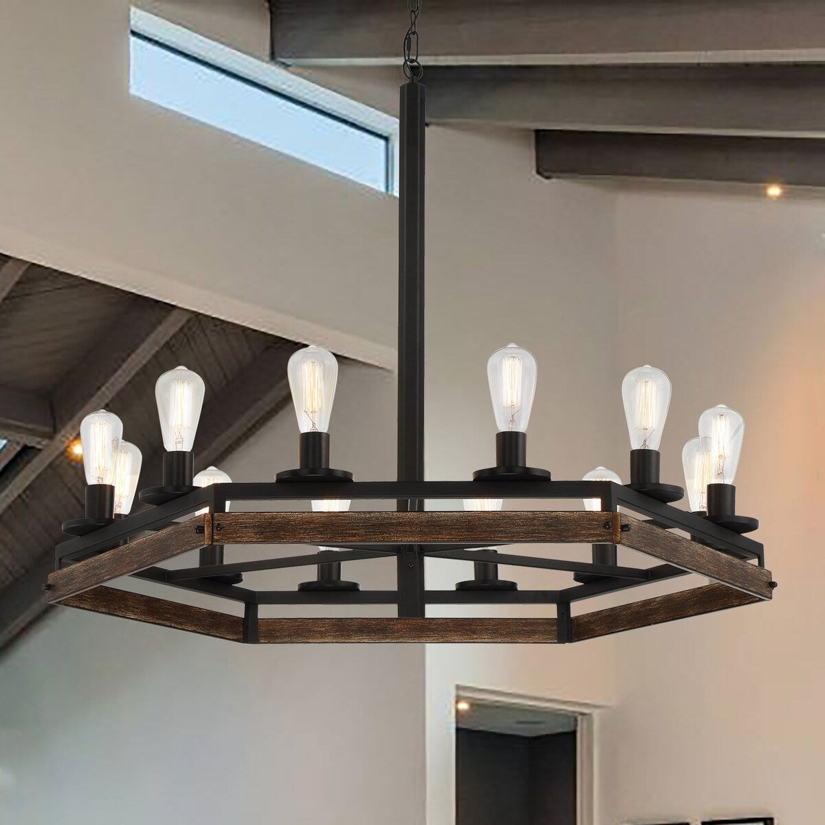 Acroma 12 Light 40In Modern Farmhouse Wagon Wheel Chandelier-UL