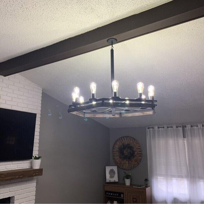 Acroma 12 Light 40In Modern Farmhouse Wagon Wheel Chandelier-UL