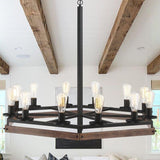 Acroma 12 Light 40In Modern Farmhouse Wagon Wheel Chandelier-UL