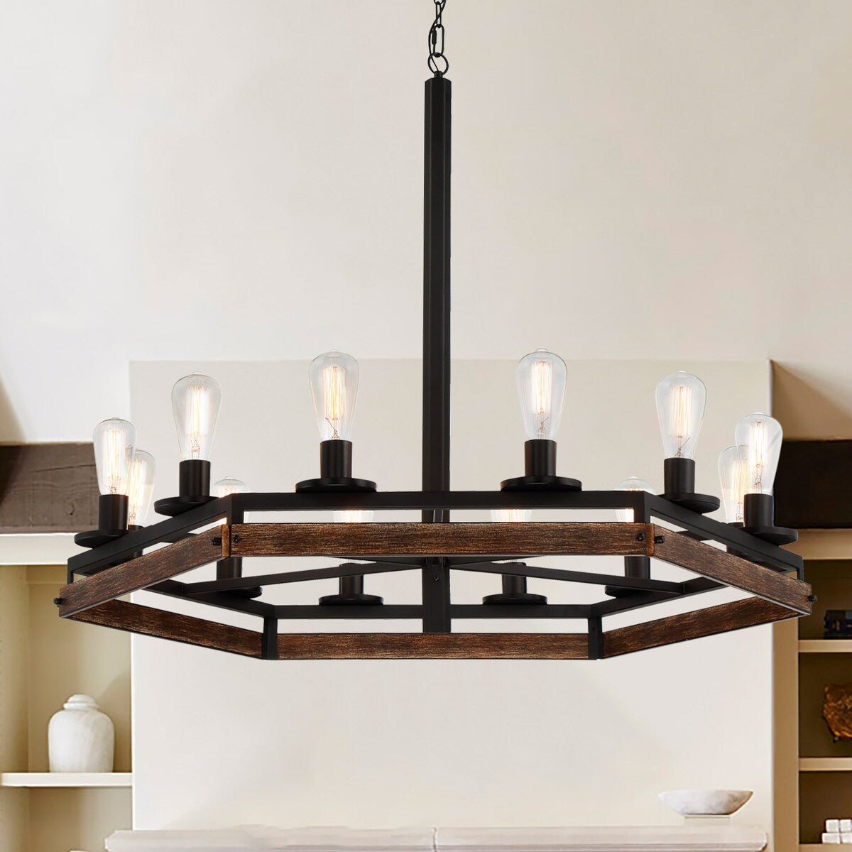 Acroma 12 Light 40In Modern Farmhouse Wagon Wheel Chandelier-UL