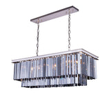 12 Light 40" Smoke Glass Fringe Polished Nickel Chandelier & Led - 18.00