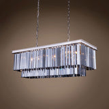 12 Light 40" Smoke Glass Fringe Polished Nickel Chandelier & Led - 18.00