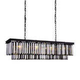 12 Light 50" Smoke Glass Fringe Grey Iron Chandelier & Led - 18.00