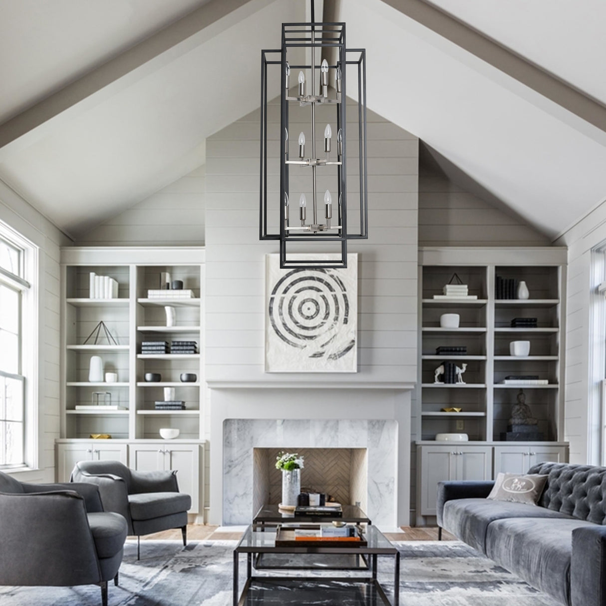 12-Light Lantern Tiered Chandelier Pendant Lighting Island
