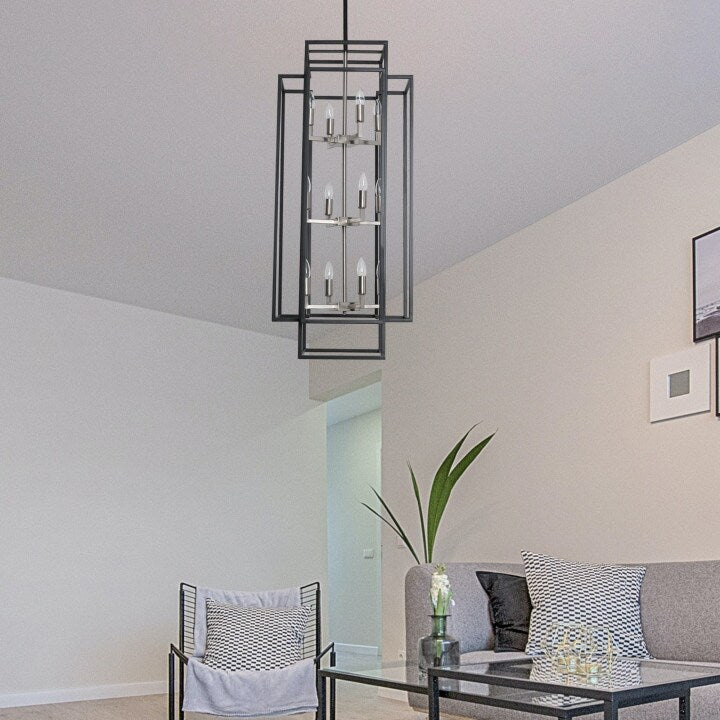 12-Light Lantern Tiered Chandelier Pendant Lighting Island