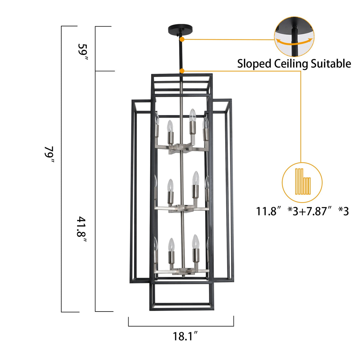 12-Light Lantern Tiered Chandelier Pendant Lighting Island