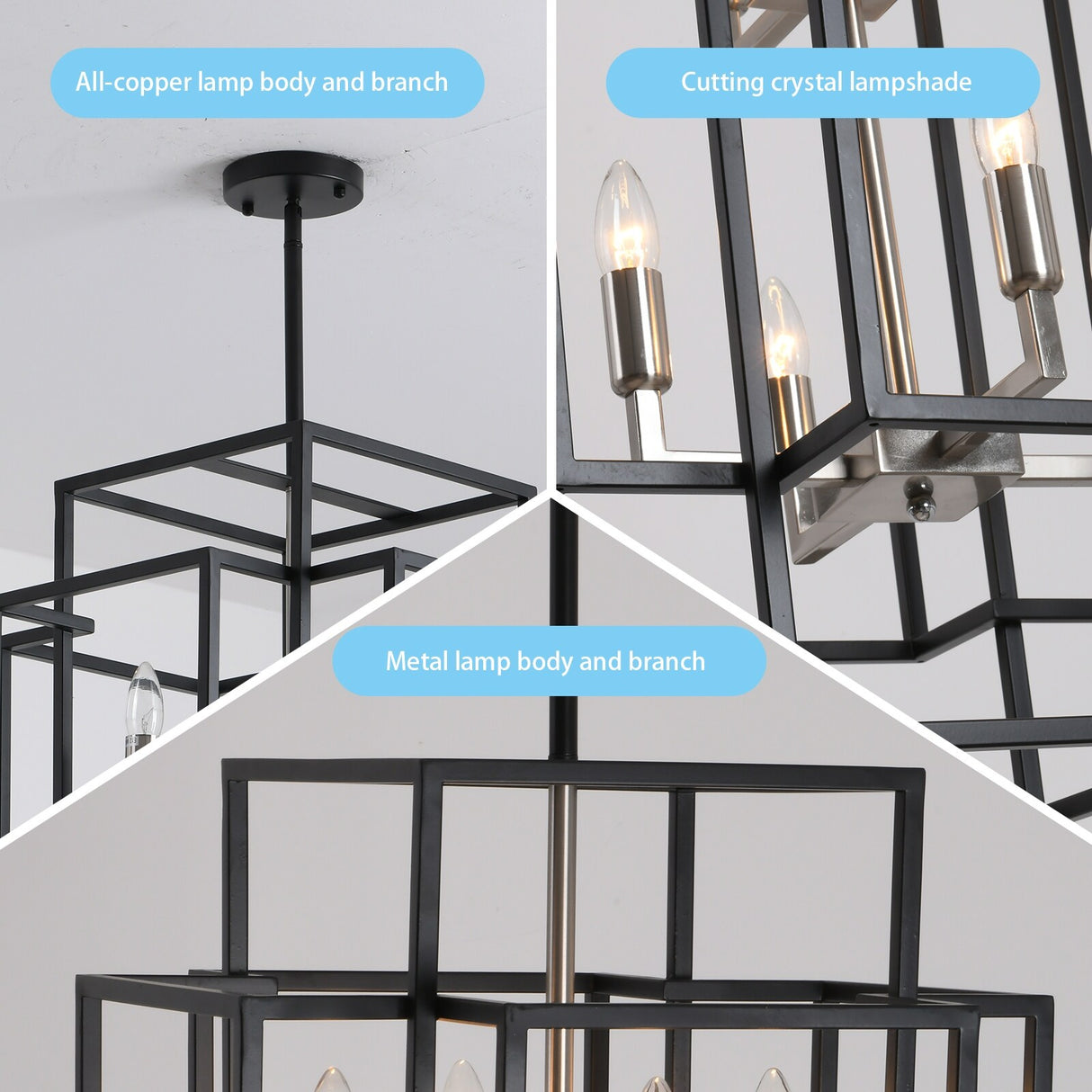 12-Light Lantern Tiered Chandelier Pendant Lighting Island