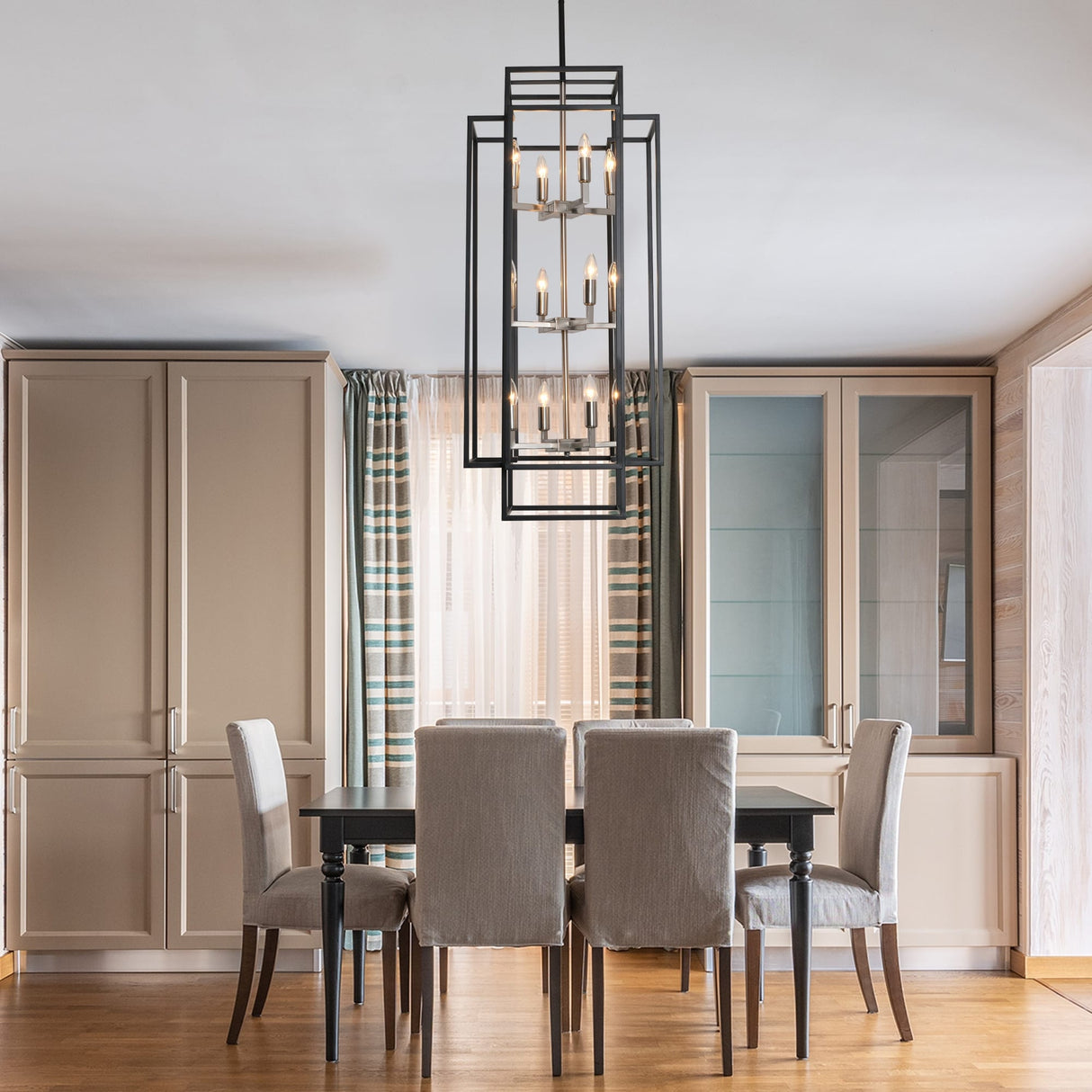 12-Light Lantern Tiered Chandelier Pendant Lighting Island