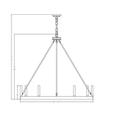 12-Light Wagon Wheel Chandelier - 39in Diameter - Black